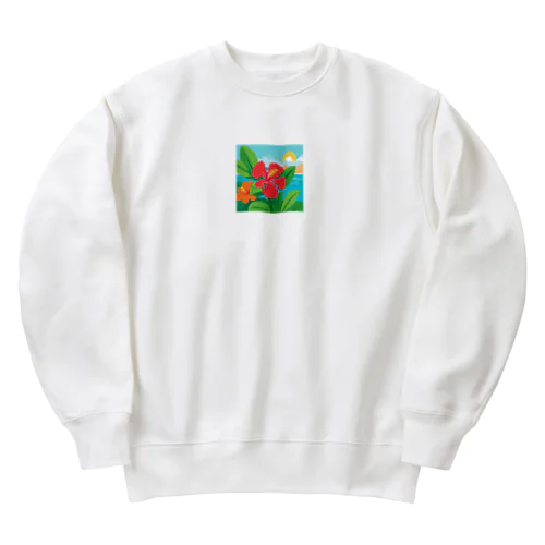 太陽光とハイビスカス Heavyweight Crew Neck Sweatshirt