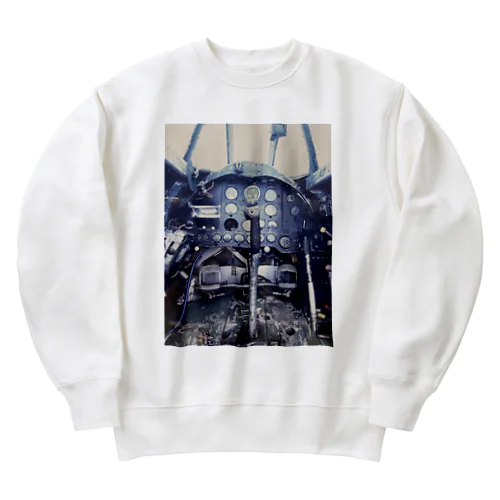 零戦のコックピット Heavyweight Crew Neck Sweatshirt