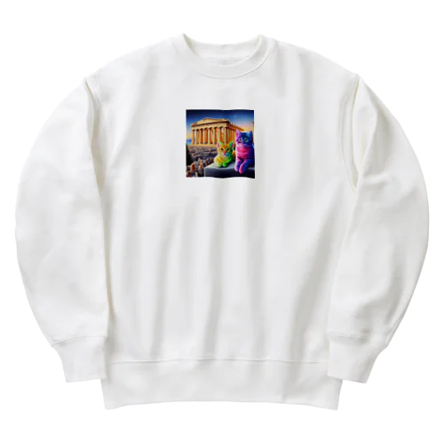 パルテノン神殿のキャッツ Heavyweight Crew Neck Sweatshirt