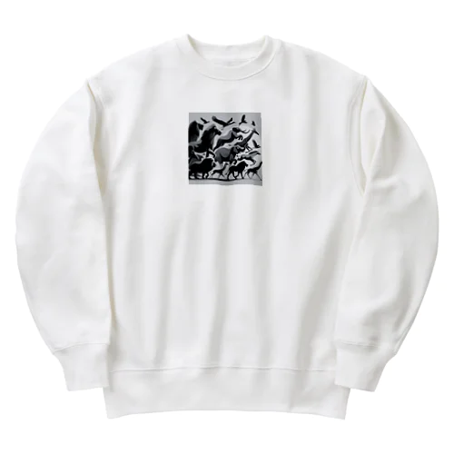 珍しい動物コレクションデザイン Heavyweight Crew Neck Sweatshirt