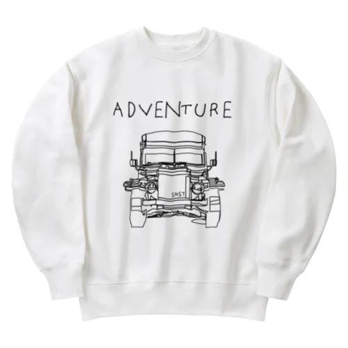 オフロードカー（4WD)黒プリント Heavyweight Crew Neck Sweatshirt