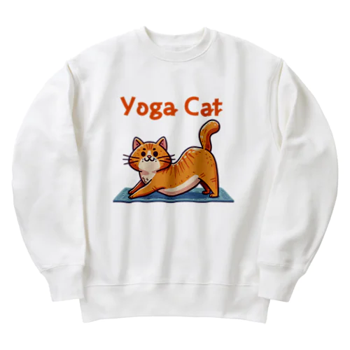 ヨガで猫のポーズ Heavyweight Crew Neck Sweatshirt