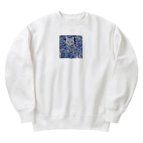 サルビア猫　 Heavyweight Crew Neck Sweatshirt