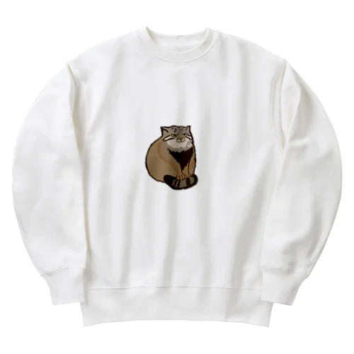 マヌルネコのしっぽふみふみ Heavyweight Crew Neck Sweatshirt