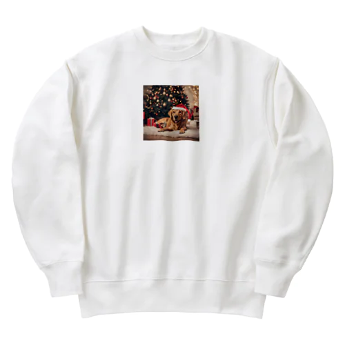 クリスマスを満喫する犬 Heavyweight Crew Neck Sweatshirt