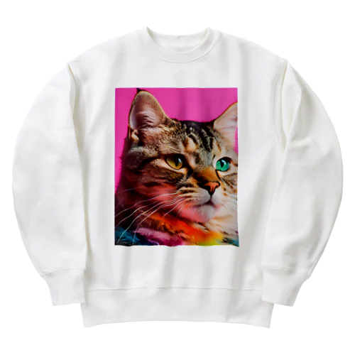 カラフルな猫 Heavyweight Crew Neck Sweatshirt