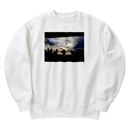 sea side twilight Heavyweight Crew Neck Sweatshirt