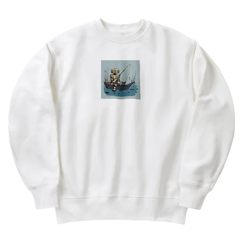 釣りロボット Heavyweight Crew Neck Sweatshirt