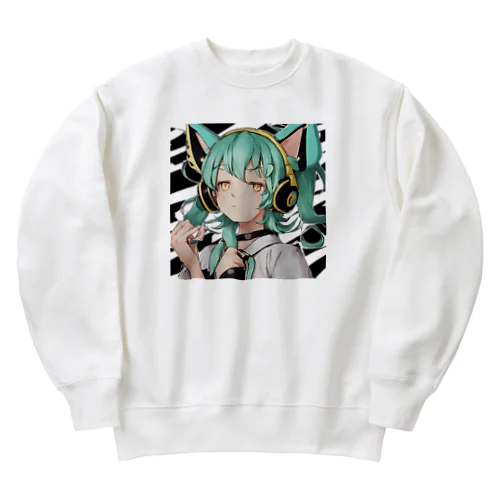 VOCALOID風 猫耳ちゃん Heavyweight Crew Neck Sweatshirt