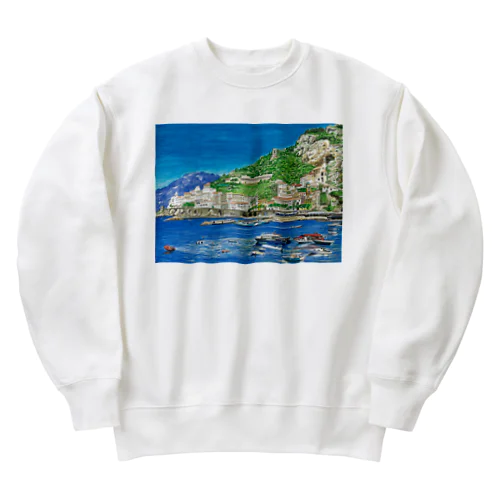 イタリアの港の風景 Heavyweight Crew Neck Sweatshirt