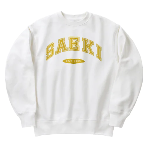 地方自治体 古着スウェット風　SAEKI イエロー Heavyweight Crew Neck Sweatshirt