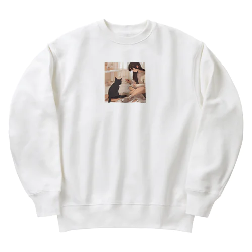 猫との柔らかな時間 Heavyweight Crew Neck Sweatshirt