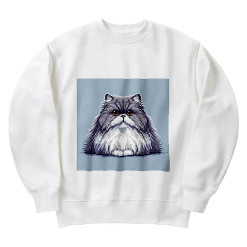 ピクセルペルシャ猫ちゃん Heavyweight Crew Neck Sweatshirt