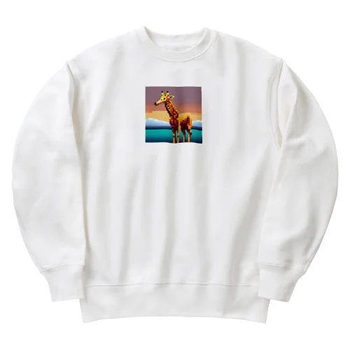 ドット絵キリン Heavyweight Crew Neck Sweatshirt