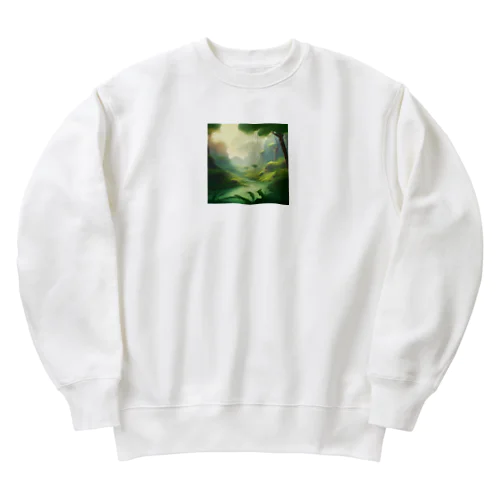  幻想の森 グリーンウンダー アートプリント Heavyweight Crew Neck Sweatshirt