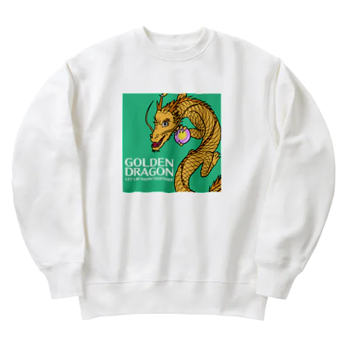 幸せの金龍さん（緑） Heavyweight Crew Neck Sweatshirt