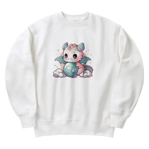 干支のかわいい龍 Heavyweight Crew Neck Sweatshirt