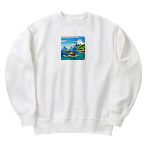 ドット　ボラボラ島のオーバーウォーターバンガロー Heavyweight Crew Neck Sweatshirt