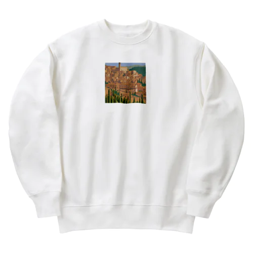 ドット　イタリアのシエナの街並み Heavyweight Crew Neck Sweatshirt