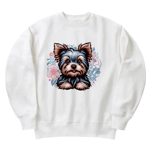 かわいいヨークシャテリアのグッズ Heavyweight Crew Neck Sweatshirt