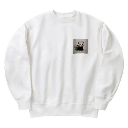 水墨鼬(フェレット) Heavyweight Crew Neck Sweatshirt