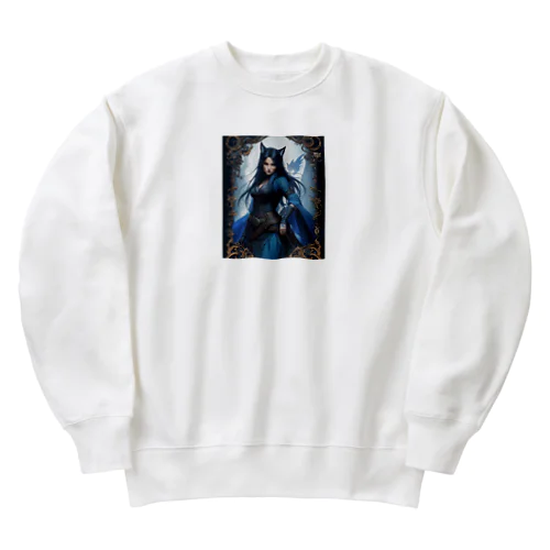 「狐魔女の蒼き炎」 ： "The Azure Flames of the Fox Witch" Heavyweight Crew Neck Sweatshirt