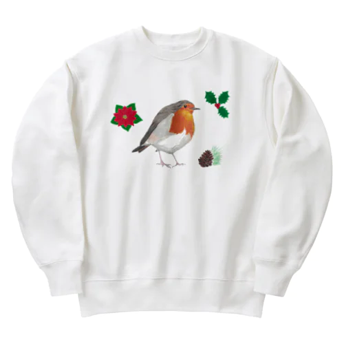 [森図鑑] クリスマスロビン(西洋こまどり)A Heavyweight Crew Neck Sweatshirt