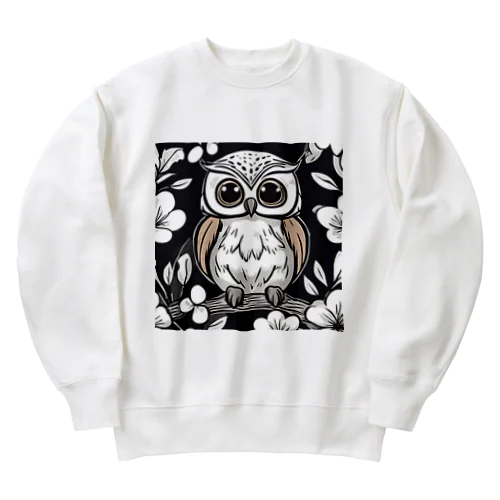 フクロウのフクイチロウ Heavyweight Crew Neck Sweatshirt