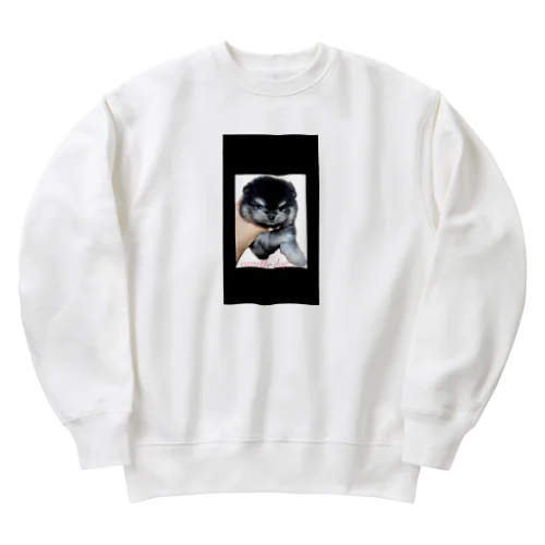 可愛いブラックタンのポメラニアン Heavyweight Crew Neck Sweatshirt