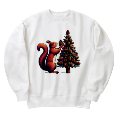 リスのクリスマス Heavyweight Crew Neck Sweatshirt