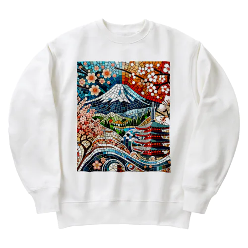 日本の伝統と美しさを象徴するモザイクアート Heavyweight Crew Neck Sweatshirt