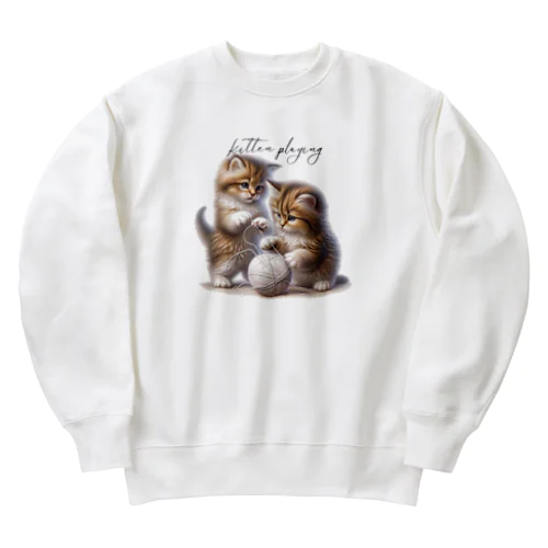 毛糸玉と子猫 Heavyweight Crew Neck Sweatshirt