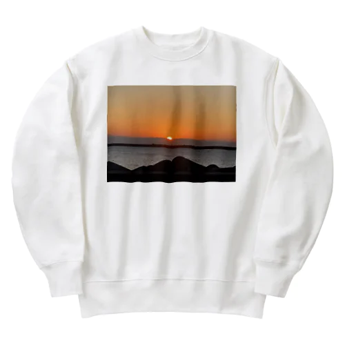 海に輝く朝日 Heavyweight Crew Neck Sweatshirt