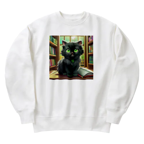 図書室の黒猫01 Heavyweight Crew Neck Sweatshirt