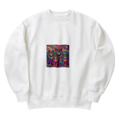 サイケなマヌル猫の家族２ Heavyweight Crew Neck Sweatshirt