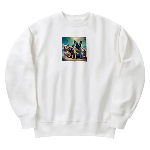 ハワイアンで佇むフレンチブルドッグ達 Heavyweight Crew Neck Sweatshirt