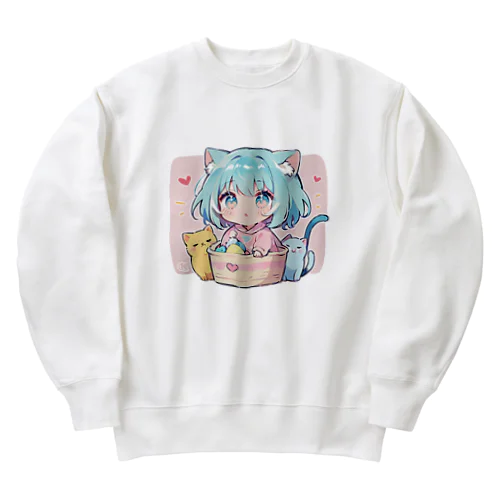 可愛いけもっ娘 Heavyweight Crew Neck Sweatshirt