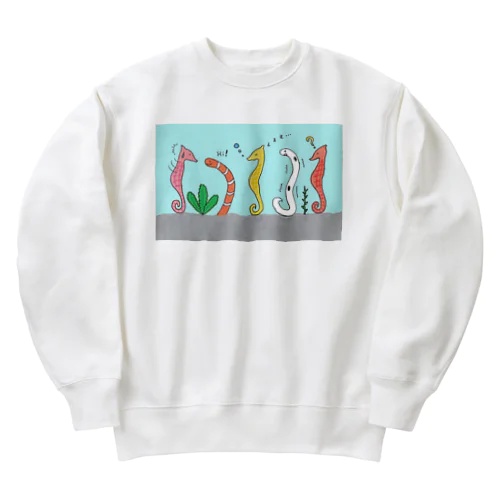 [森図鑑] 仲間に入れて（背景水色） Heavyweight Crew Neck Sweatshirt