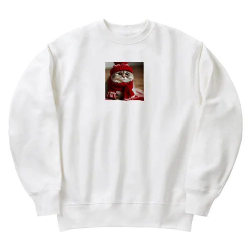 猫とマフラーの冬 Heavyweight Crew Neck Sweatshirt