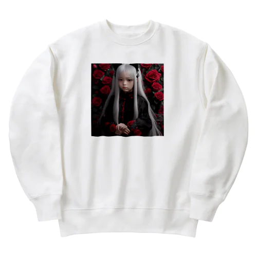 「猛炎に舞う紅の猫耳守護者」 Heavyweight Crew Neck Sweatshirt