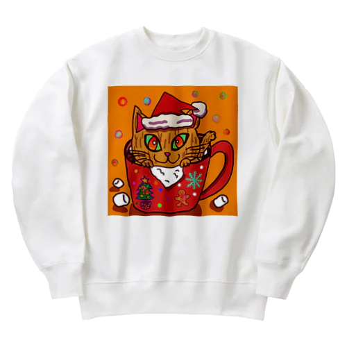 クリスマスにゃんこ Heavyweight Crew Neck Sweatshirt