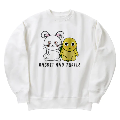 かわいいうさぎと亀 Heavyweight Crew Neck Sweatshirt