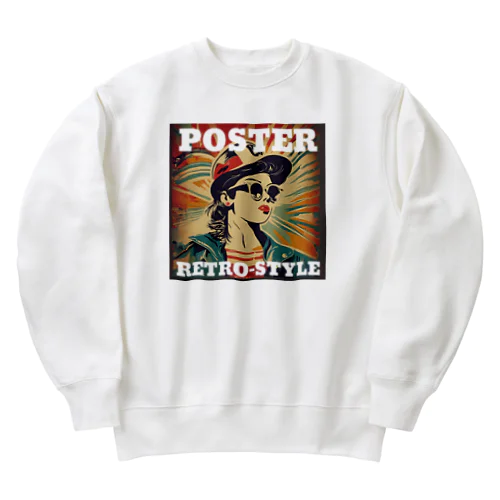 レトロ風ポスター（女性） Heavyweight Crew Neck Sweatshirt