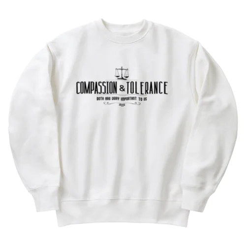 つりあう天秤（共感と寛容）（黒） Heavyweight Crew Neck Sweatshirt