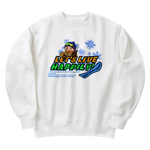 楽しく生きよう！（スノーボード）（ブルー） Heavyweight Crew Neck Sweatshirt