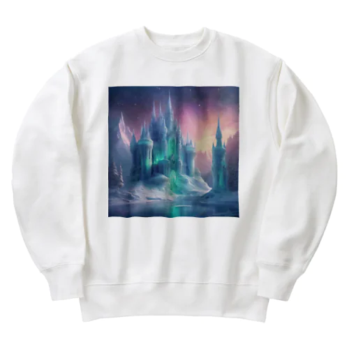 オーロラが照らす氷の城 Heavyweight Crew Neck Sweatshirt