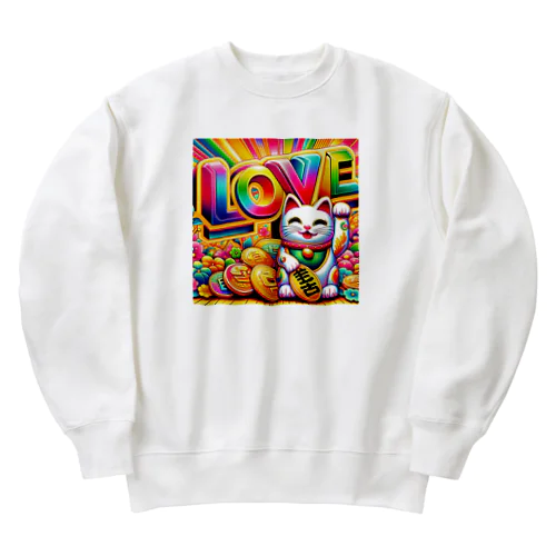 光輝く福招き猫 Heavyweight Crew Neck Sweatshirt