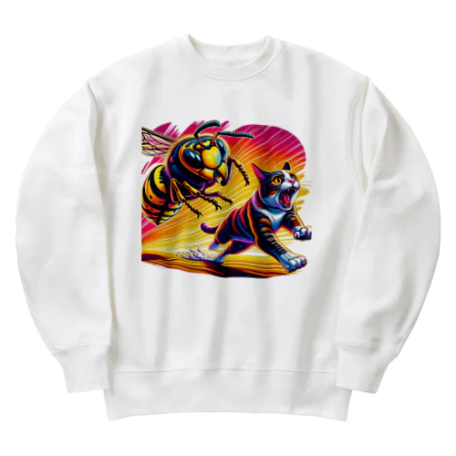 オオスズメバチと追いかけっこ【ねこちゃん編】 Heavyweight Crew Neck Sweatshirt