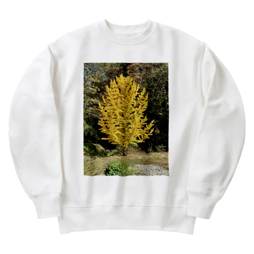 安曇野のイチョウの写真グッズ Heavyweight Crew Neck Sweatshirt