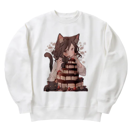 ネコちゃんとチョコレートケーキ Heavyweight Crew Neck Sweatshirt